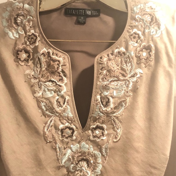 Lafayette 148 Embroidered Linen Top - Picture 5 of 5